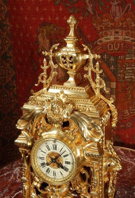 fig 4. Very Large Gilt Brass Clock with Lions ~ French - Circa 1880.